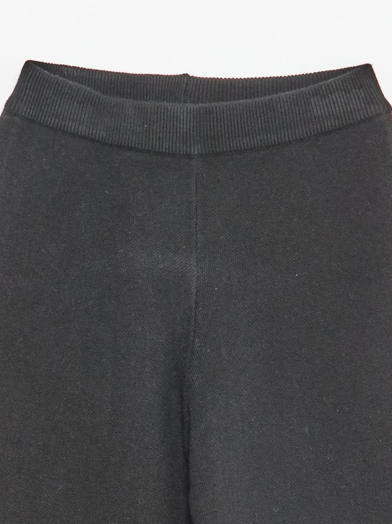 Pantalon wide leg en tricot Noir - Kiabi