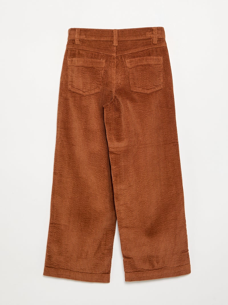 Pantalon wide leg en velours côtelés Marron - Kiabi