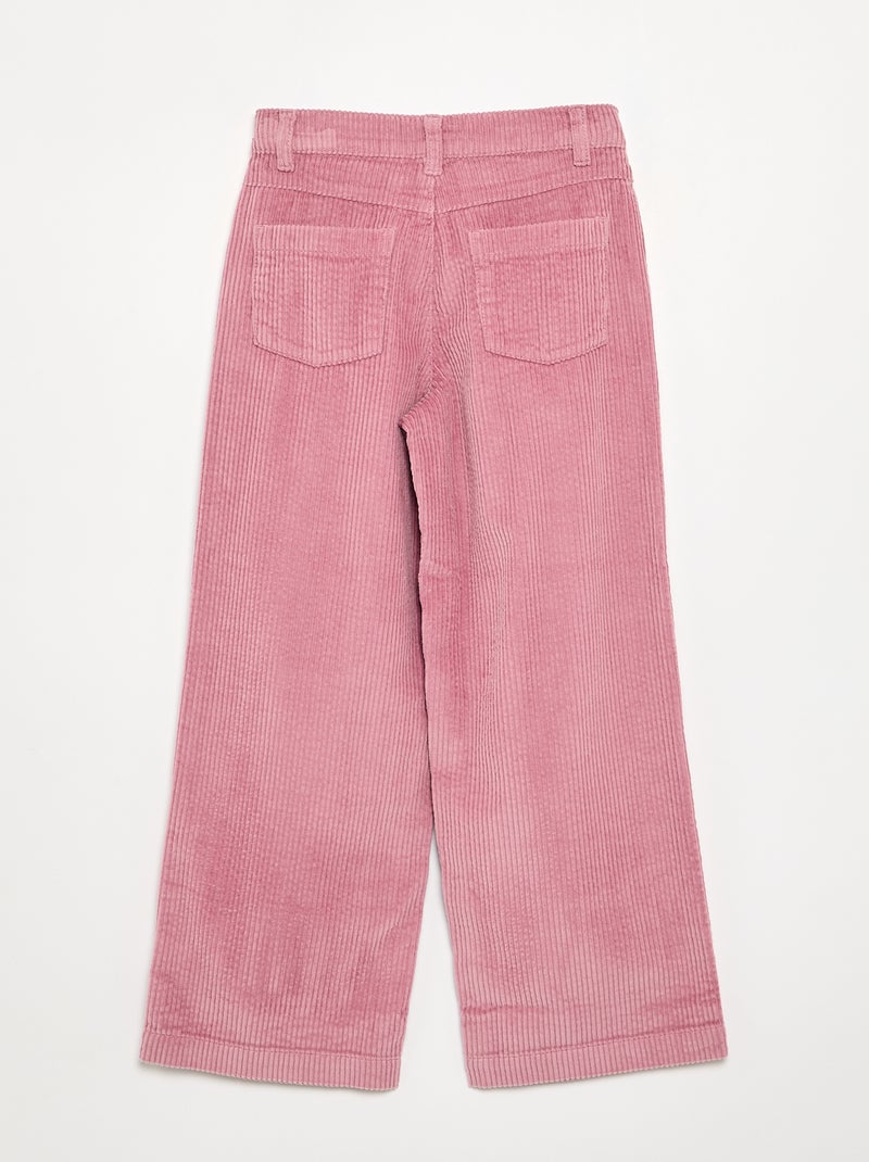 Pantalon wide leg en velours côtelés Rose - Kiabi