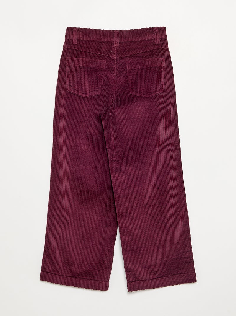 Pantalon wide leg en velours côtelés Rose - Kiabi