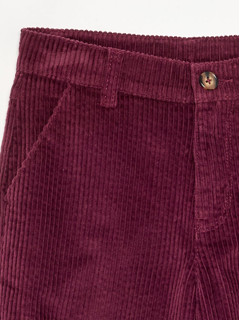 Pantalon wide leg en velours côtelés Rose - Kiabi