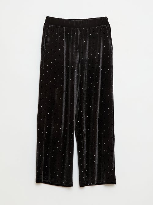 Pantalon wide leg en velours uni - Kiabi