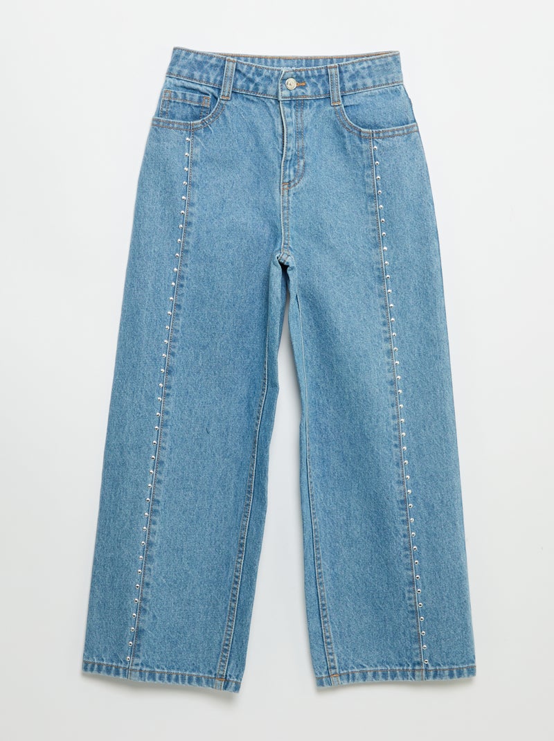 Pantalon wide leg fit / coupe large avec clous fantaisies Bleu - Kiabi
