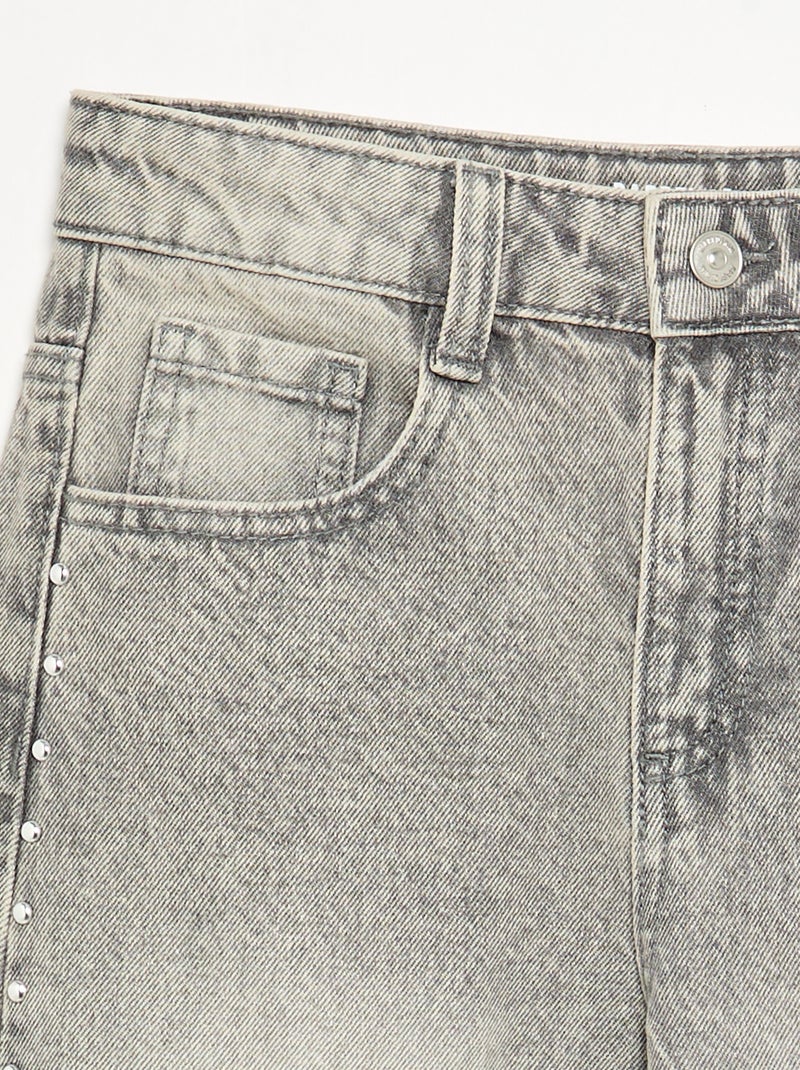 Pantalon wide leg fit / coupe large avec clous fantaisies Gris - Kiabi
