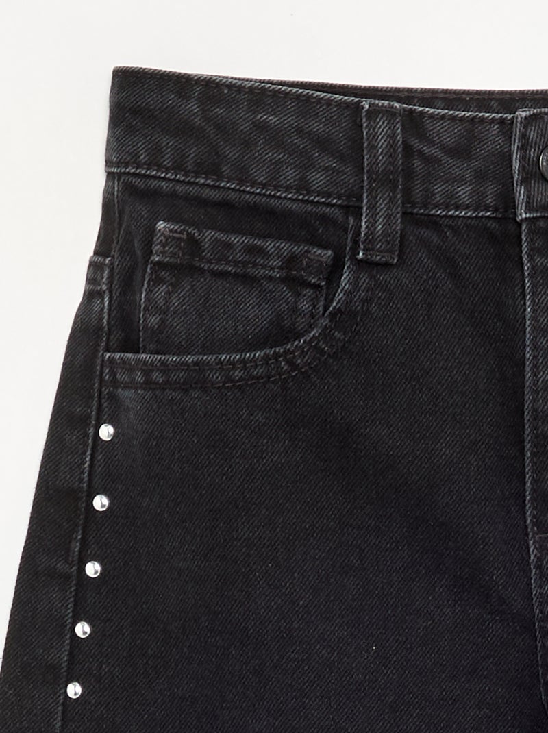 Pantalon wide leg fit / coupe large avec clous fantaisies Noir - Kiabi