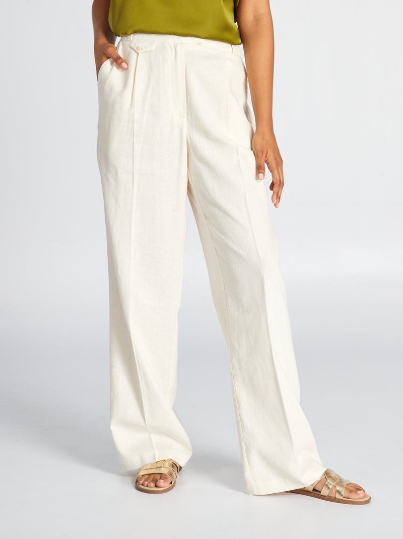Pantalon wide leg fluide Blanc - Kiabi