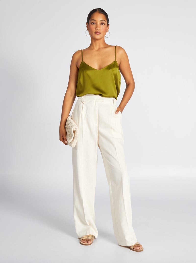 Pantalon wide leg fluide Blanc - Kiabi