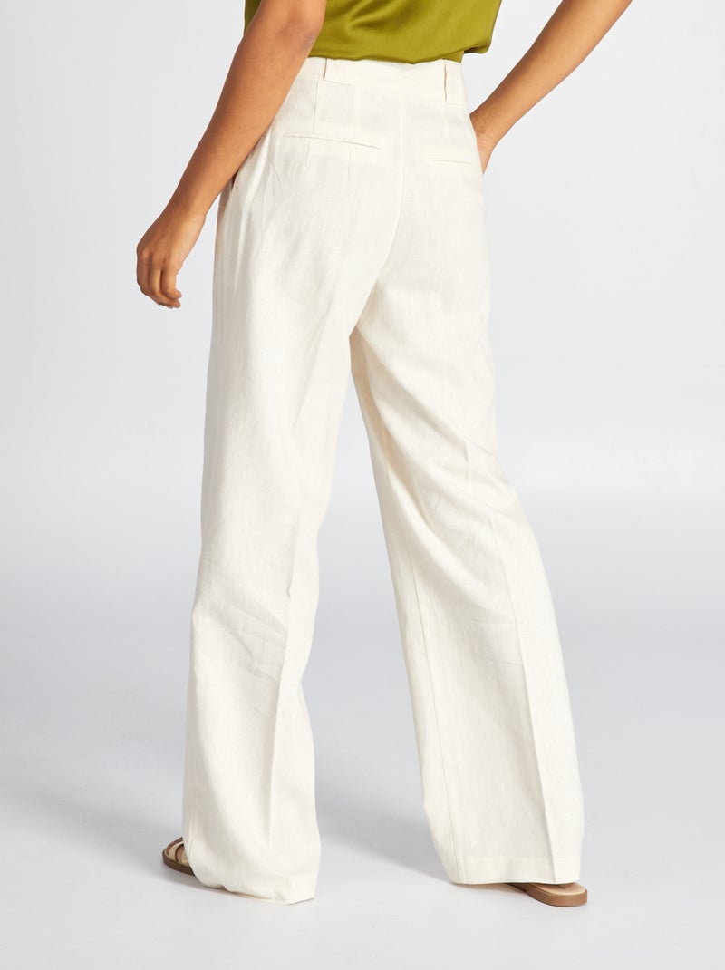 Pantalon wide leg fluide Blanc - Kiabi