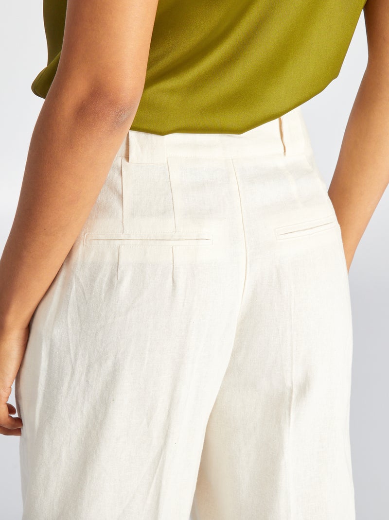 Pantalon wide leg fluide Blanc - Kiabi