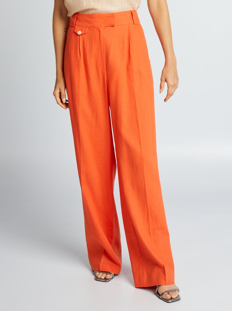 Pantalon wide leg fluide Orange - Kiabi