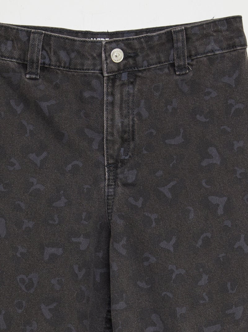 Pantalon wide leg imprimé léopard Gris - Kiabi