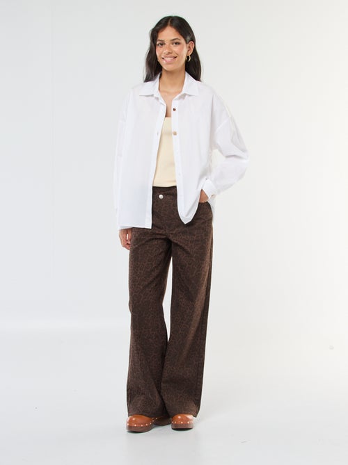 Pantalon wide leg imprimé léopard - Kiabi