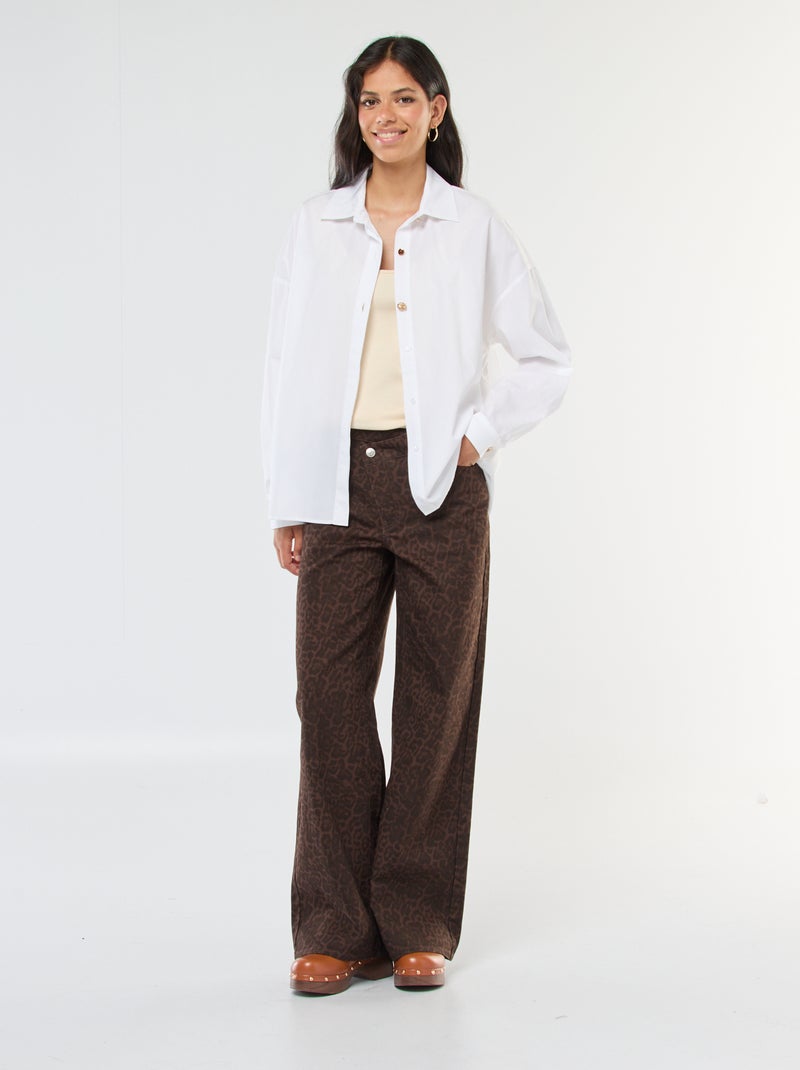 Pantalon wide leg imprimé léopard Léopard - Kiabi