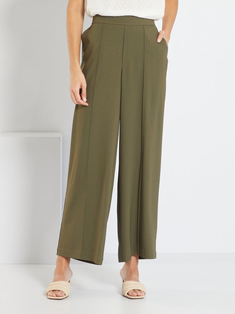 Pantalon wide leg Kaki - Kiabi