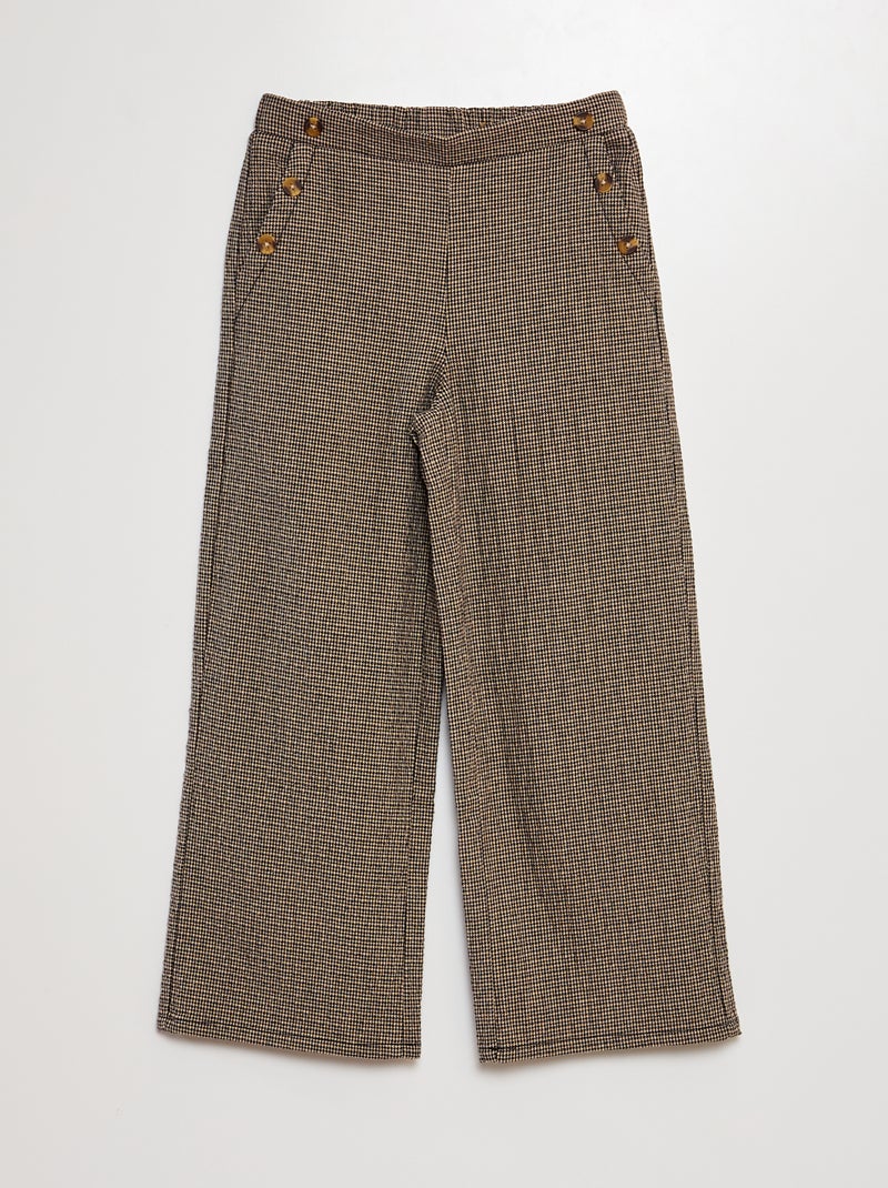 Pantalon wide leg motif pied-de-puce Noir - Kiabi