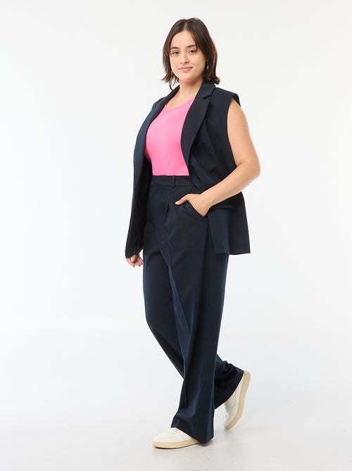 Pantalon wide leg taille haute - Kiabi