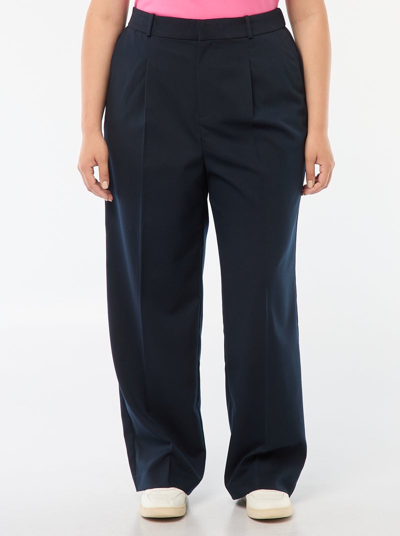 Pantalon wide leg taille haute Bleu - Kiabi