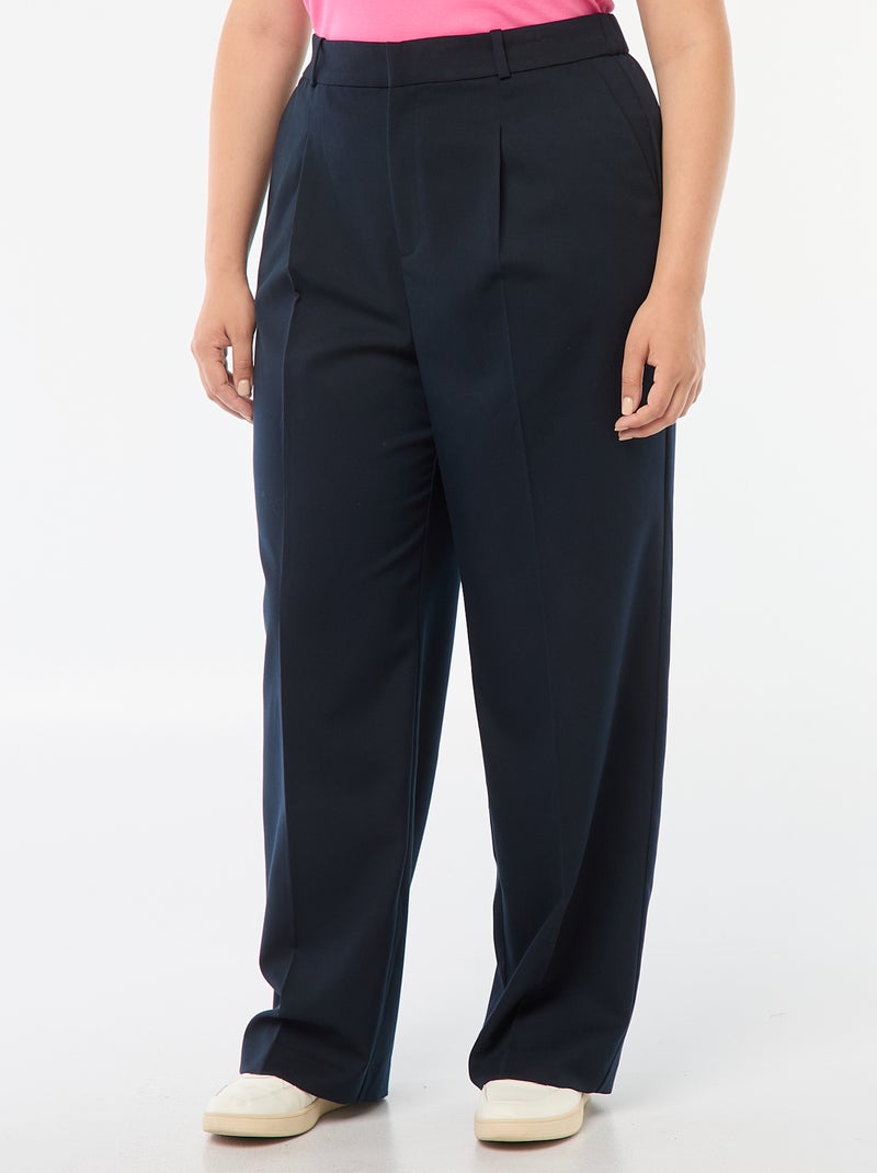 Pantalon wide leg taille haute Bleu - Kiabi