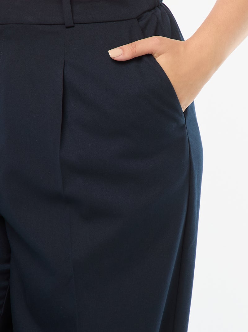 Pantalon wide leg taille haute Bleu - Kiabi