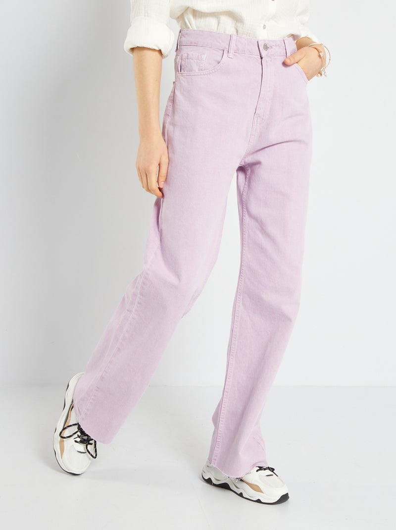 Pantalon wide leg taille haute mauve clair - Kiabi