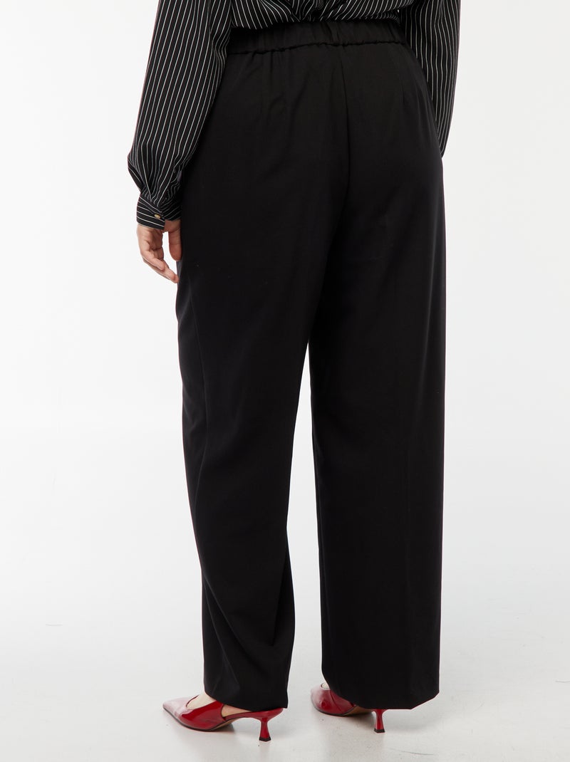 Pantalon wide leg taille haute Noir - Kiabi