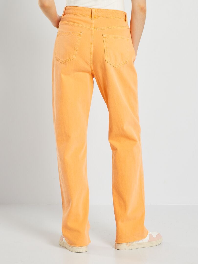 Pantalon wide leg taille haute orange abricot - Kiabi