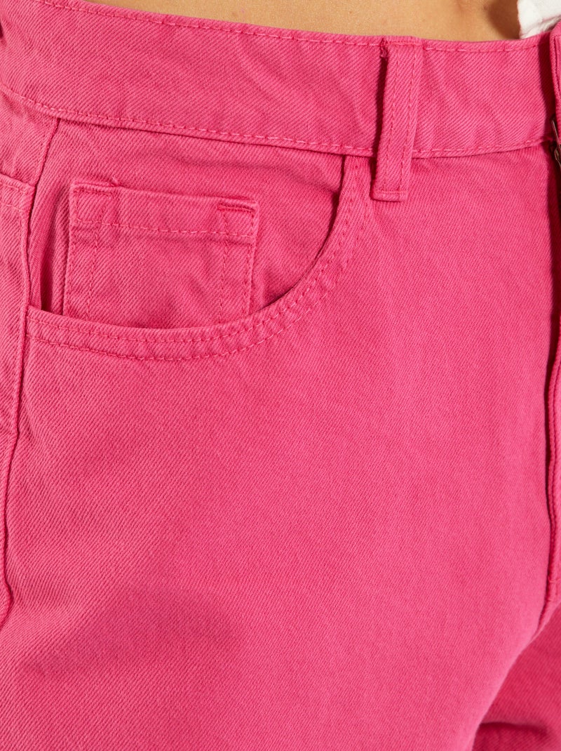 Pantalon wide leg taille haute rose indien - Kiabi
