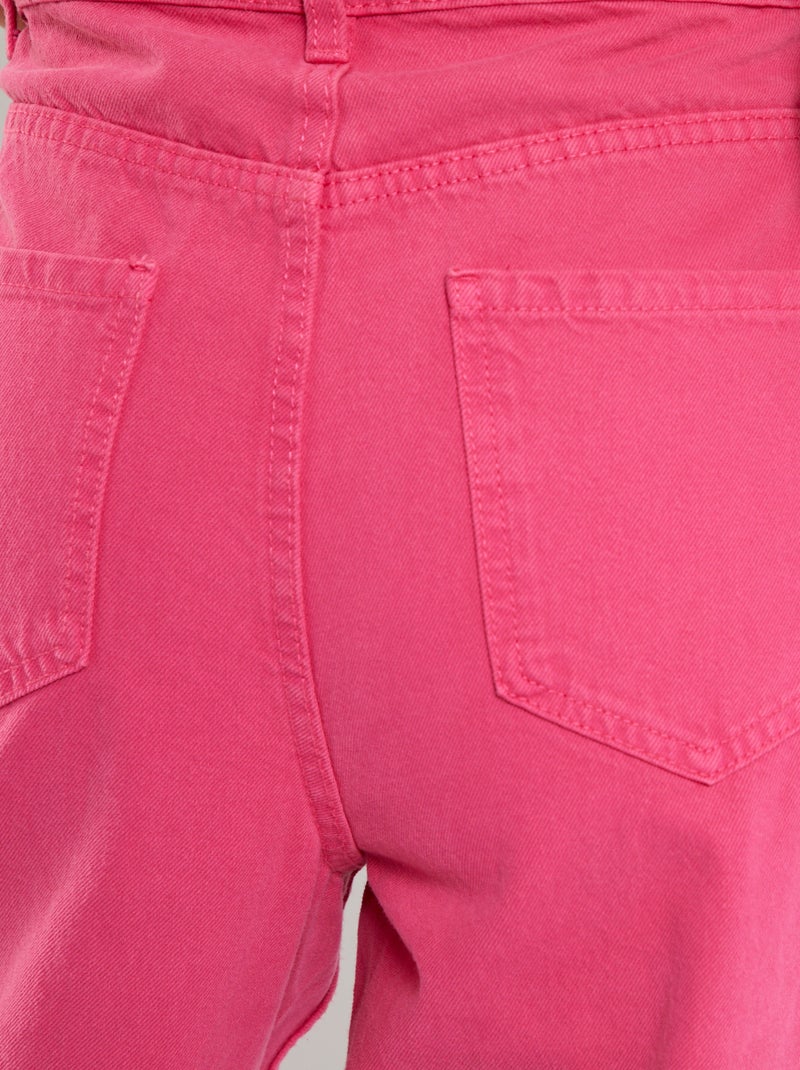 Pantalon wide leg taille haute rose indien - Kiabi
