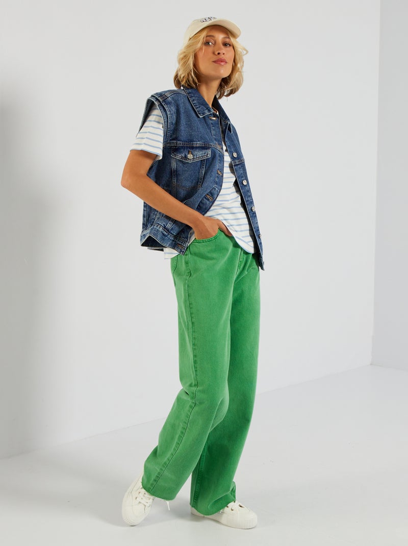 Pantalon wide leg taille haute Vert - Kiabi