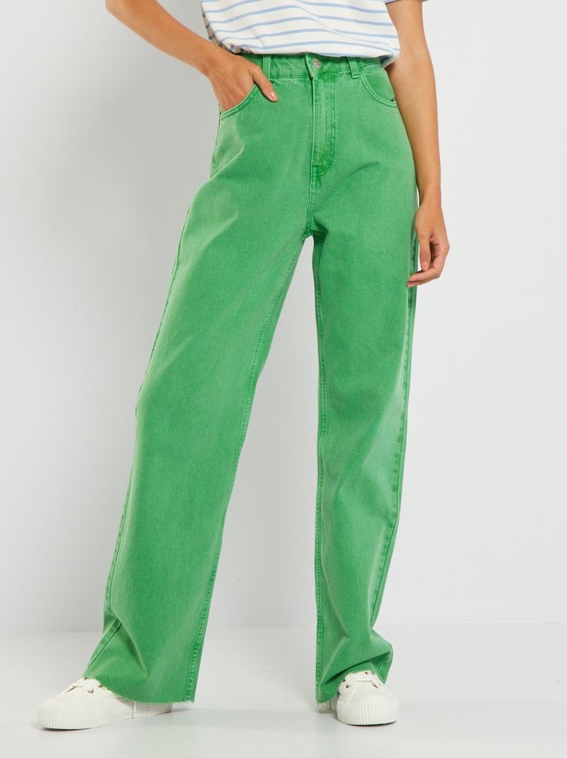 Pantalon wide leg taille haute Vert - Kiabi