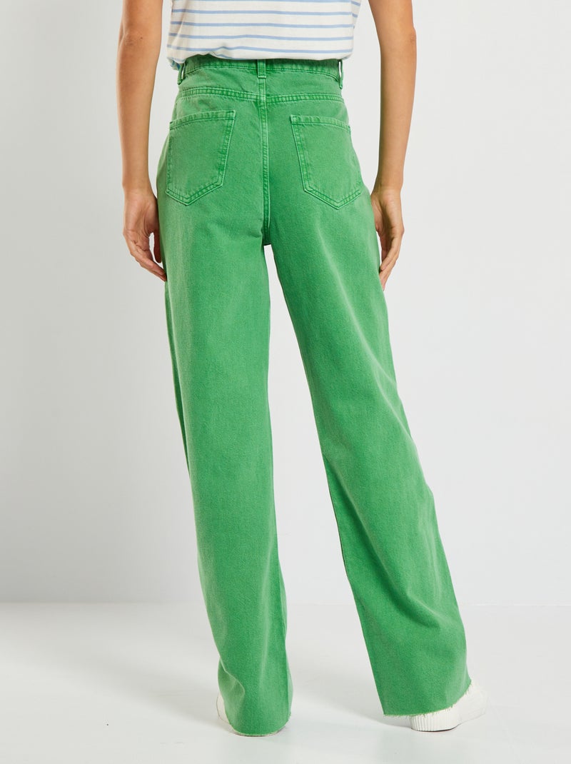 Pantalon wide leg taille haute Vert - Kiabi