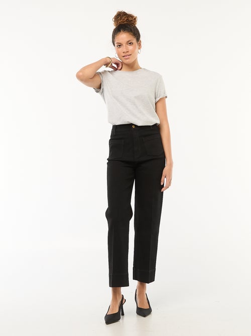 Pantalon wide leg uni - Kiabi