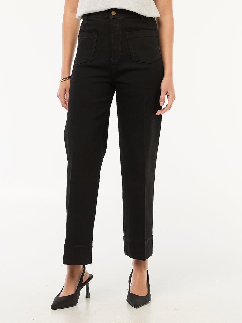 Pantalon wide leg uni Noir - Kiabi