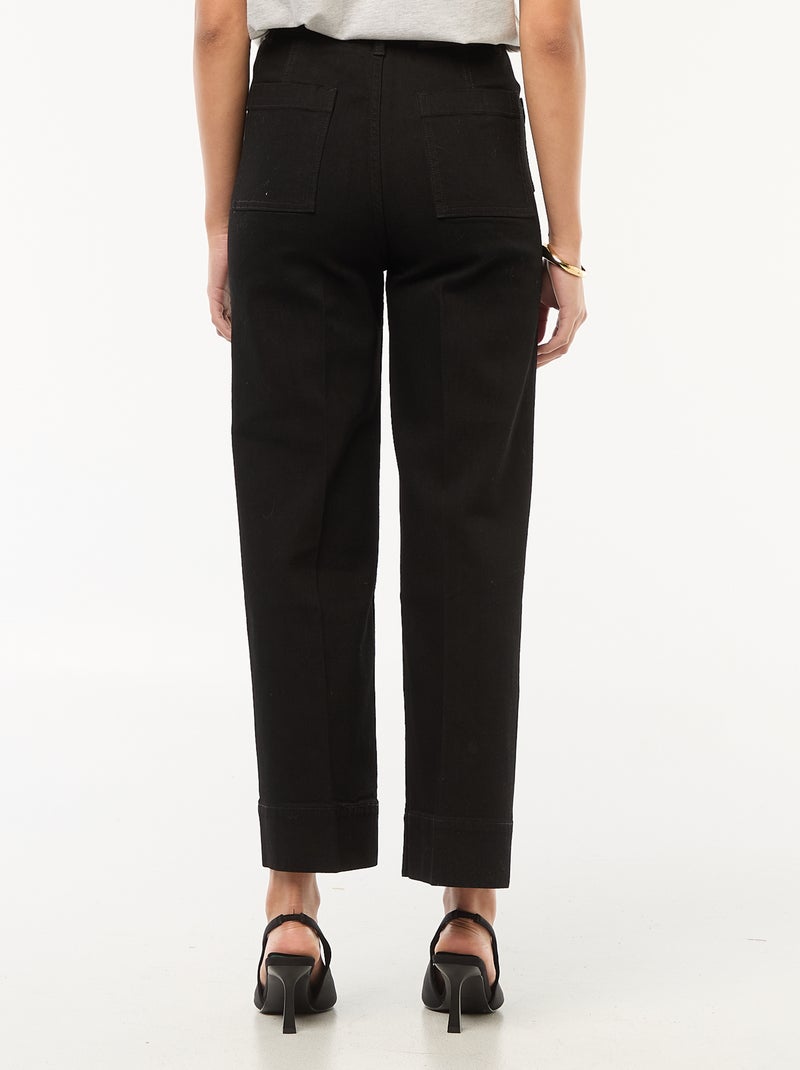 Pantalon wide leg uni Noir - Kiabi