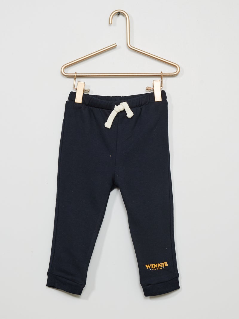 Pantalon 'Winnie l'Ourson' en molleton bleu marine - Kiabi