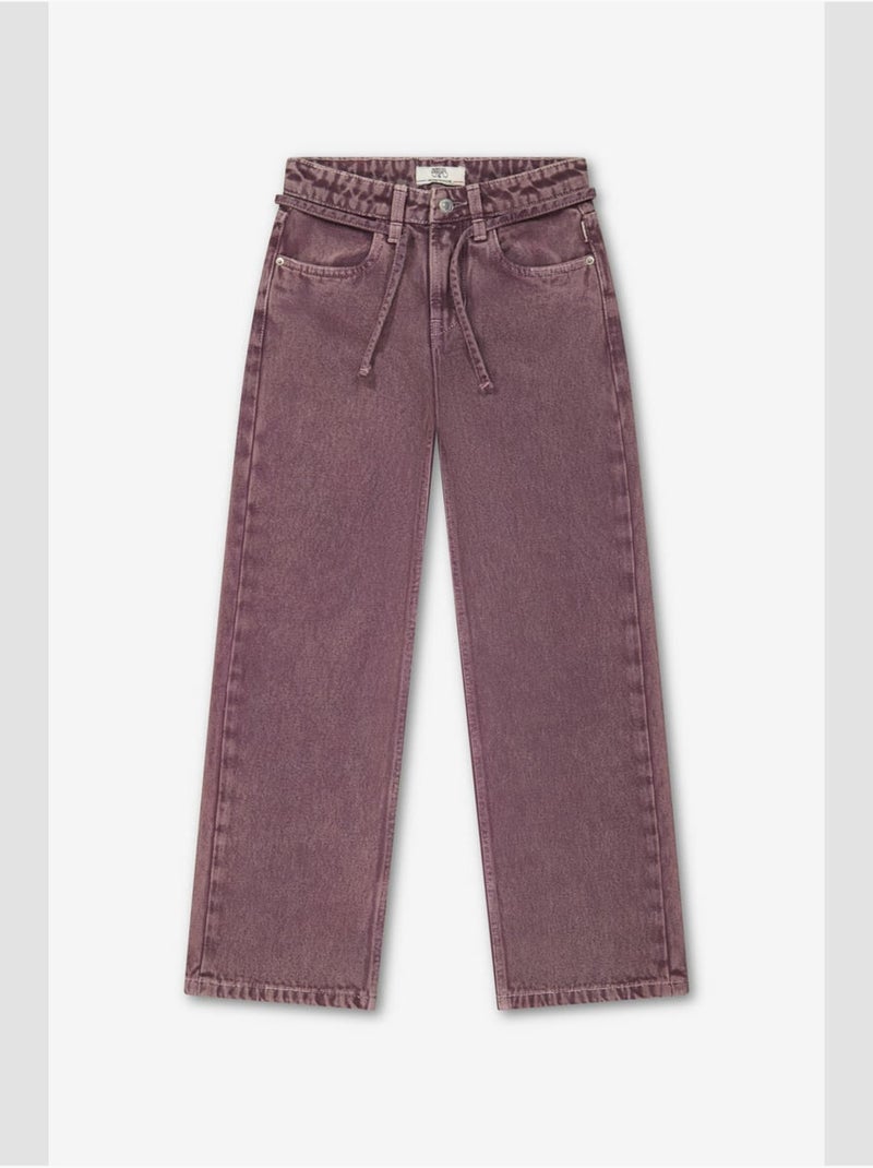 Pantalon zuligi droite en jeans 'le temps des cerises' Violet - Kiabi