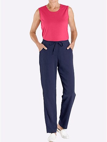 Pantalons à poches latérales avec ceinture élastique et ruban décoratif - Taille courte - Witt