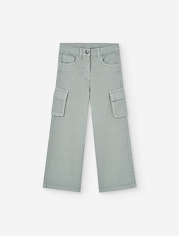Pantalons cargo confortables en coton, vert clair