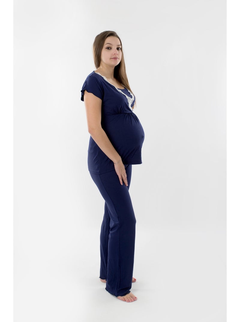 Pantalons de pyjama de grossesse 'Bogema' Bleu marine - Kiabi