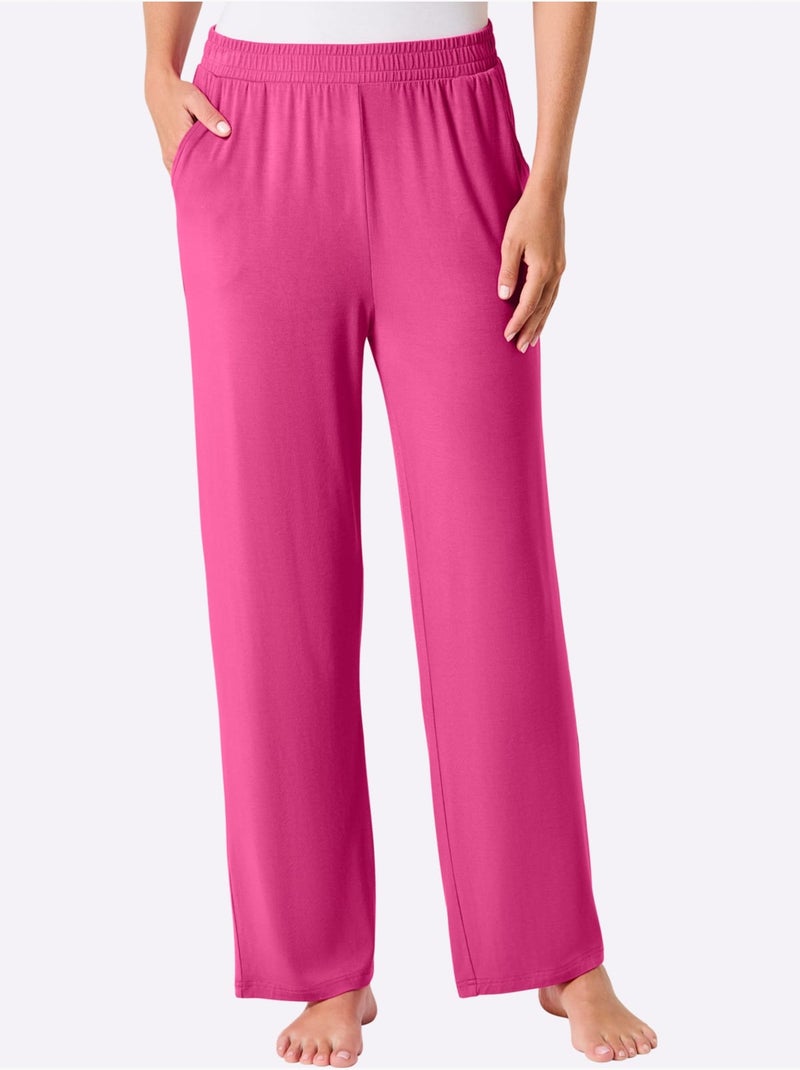 Pantalons en jersey fin avec ceinture élastique et poches - Taille standard - Witt Noir Rose - Kiabi