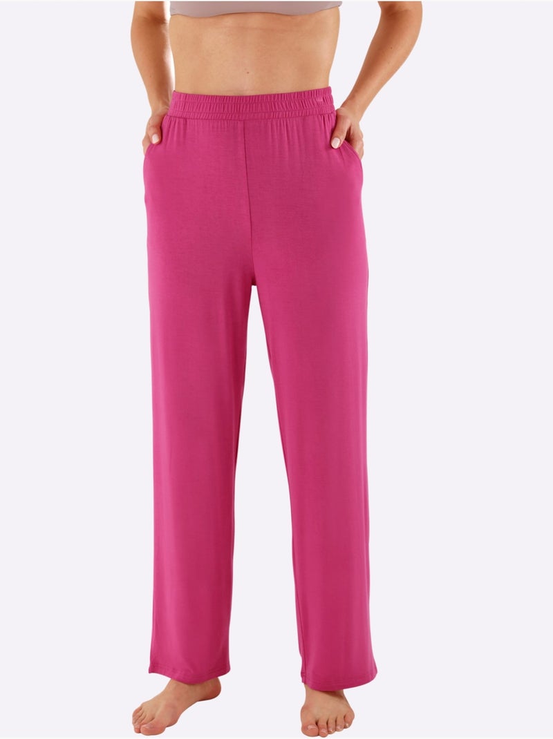 Pantalons en jersey fin avec ceinture élastique et poches - Taille standard - Witt Noir Rose - Kiabi