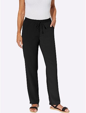 Pantalons fluides à poches avec ceinture élastique et motifs fleuris - taille courte - moda vilona