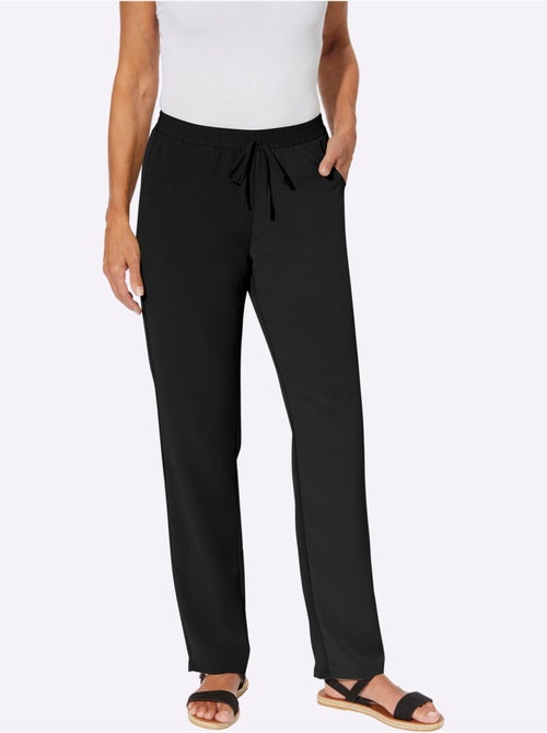 Pantalons fluides à poches avec ceinture élastique et motifs fleuris - Taille courte - Moda Vilona - Kiabi
