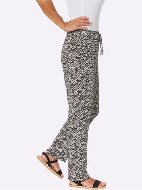 Pantalons fluides à poches avec ceinture élastique et motifs fleuris - Taille courte - Moda Vilona - Kiabi
