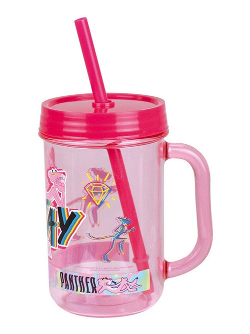 Panthere Rose Mug Avec Paille 390ml - Kiabi