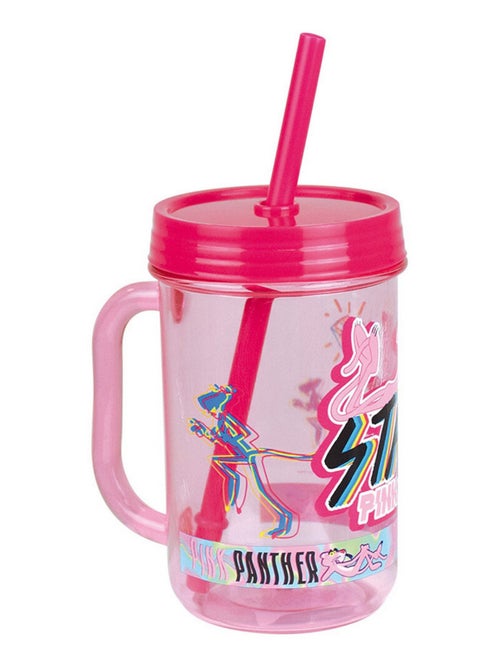 Panthere Rose Mug Avec Paille 390ml - Kiabi