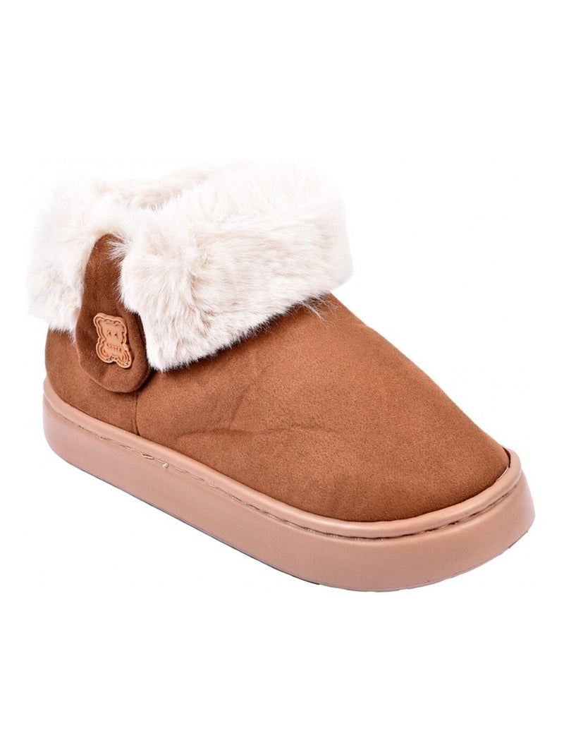 PANTOUFLE Bottine Intérieure Femme Fourrée Camel - Kiabi