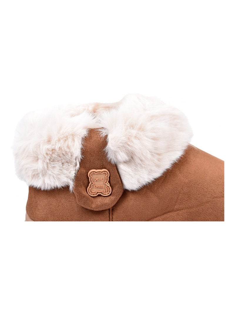 PANTOUFLE Bottine Intérieure Femme Fourrée Camel - Kiabi