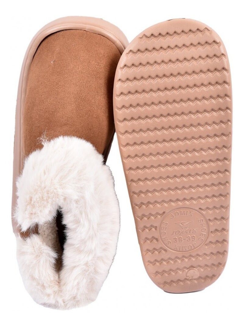 PANTOUFLE Bottine Intérieure Femme Fourrée Camel - Kiabi