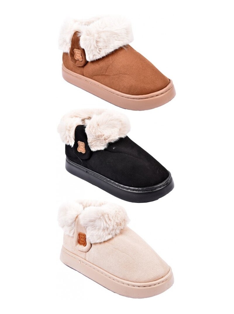 PANTOUFLE Bottine Intérieure Femme Fourrée Camel - Kiabi